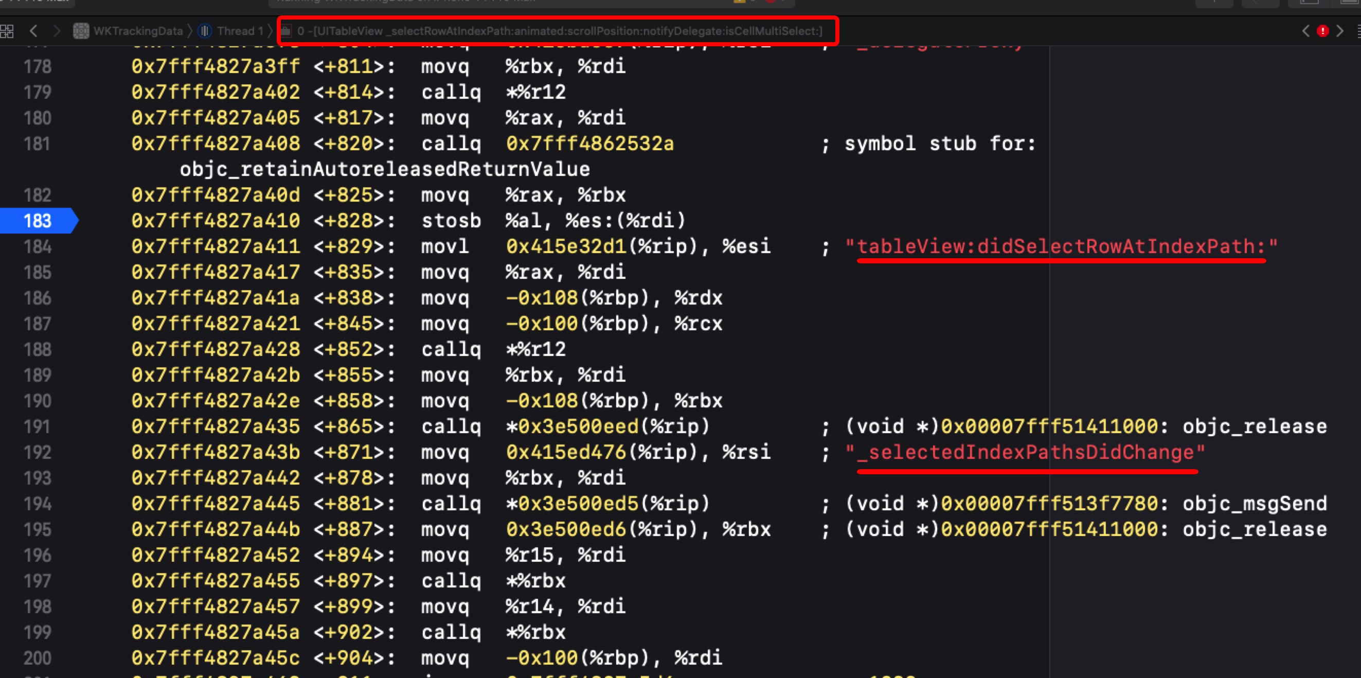 Original assembly view showing the delegate-method branch