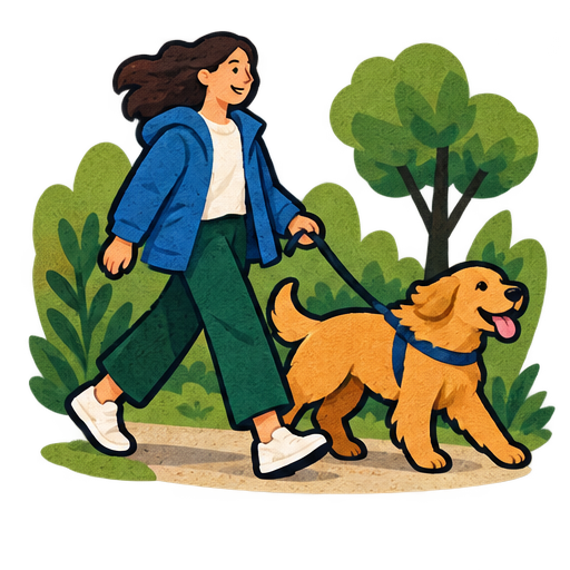 A dog enjoying a walk
